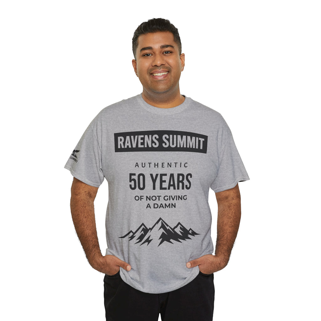 Customisable Ravens Summit 50 Years Tee — "Authentic 50 Years of Not Giving a Damn" Mountain Graphic T‑Shirt