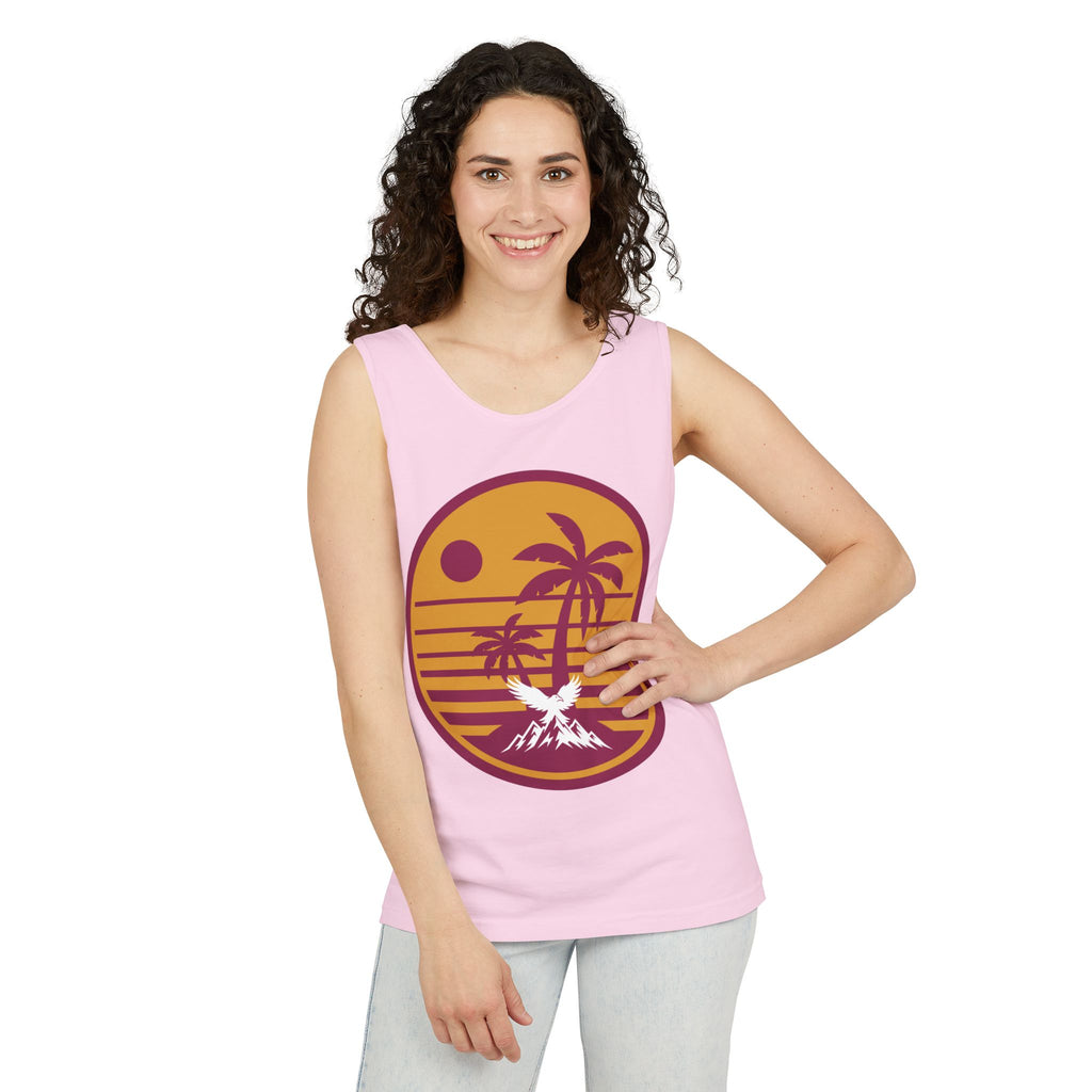 Ravens Summit Sunset Palm Tank Top  — Retro Beach Vibes Graphic Tank