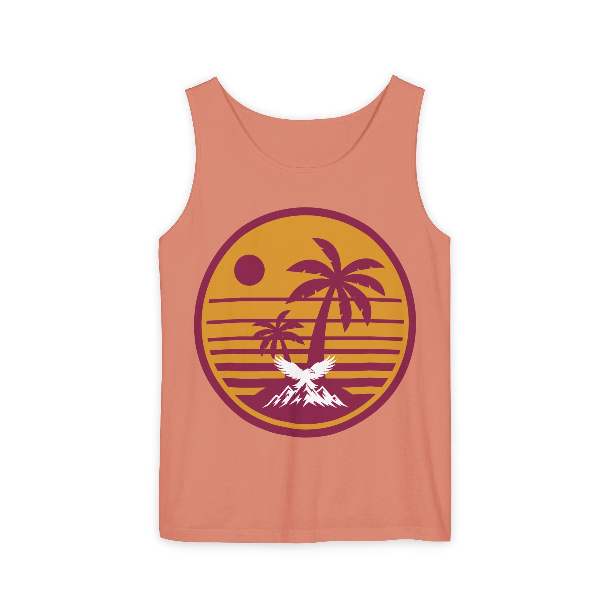 Ravens Summit Sunset Palm Tank Top  — Retro Beach Vibes Graphic Tank