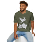 Mountain Raven Tee — Minimal Line Art Bird & Peaks Graphic T-Shirt