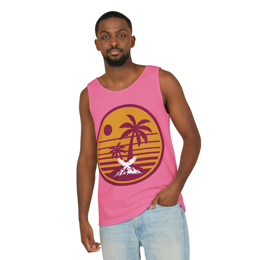 Ravens Summit Sunset Palm Tank Top  — Retro Beach Vibes Graphic Tank