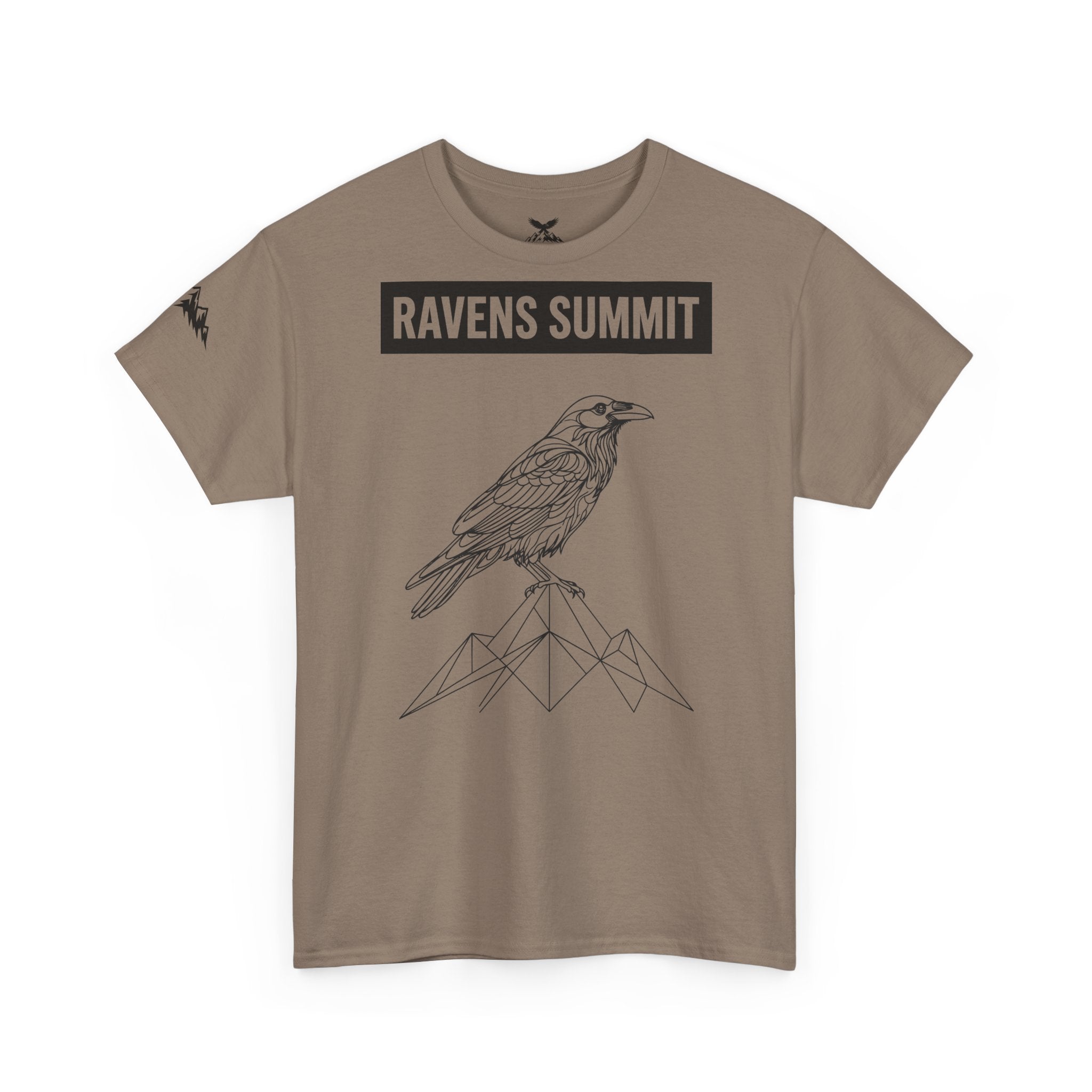 Raven Summit Tee — Minimal Mountain Raven Line Art Graphic T-Shirt