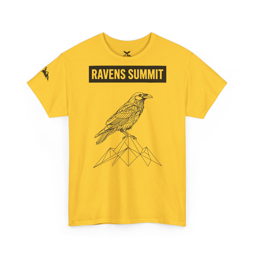 Raven Summit Tee — Minimal Mountain Raven Line Art Graphic T-Shirt