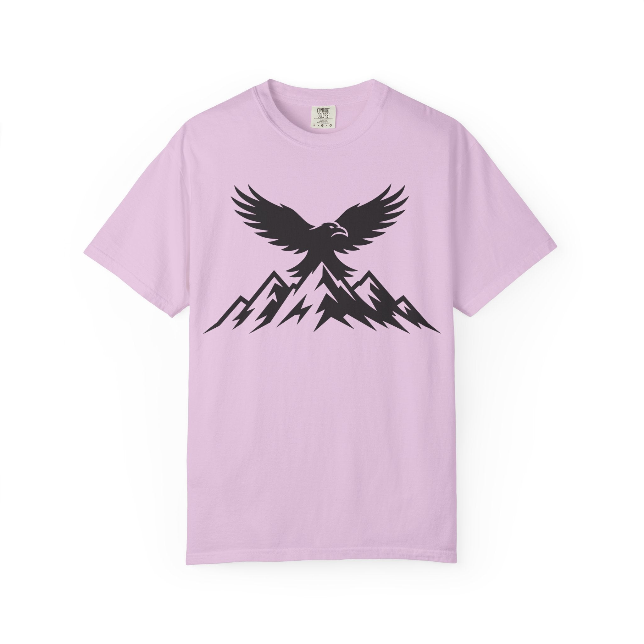 Ravens Summit Mountain T-Shirt — Eagle Over Peaks Graphic Tee Light