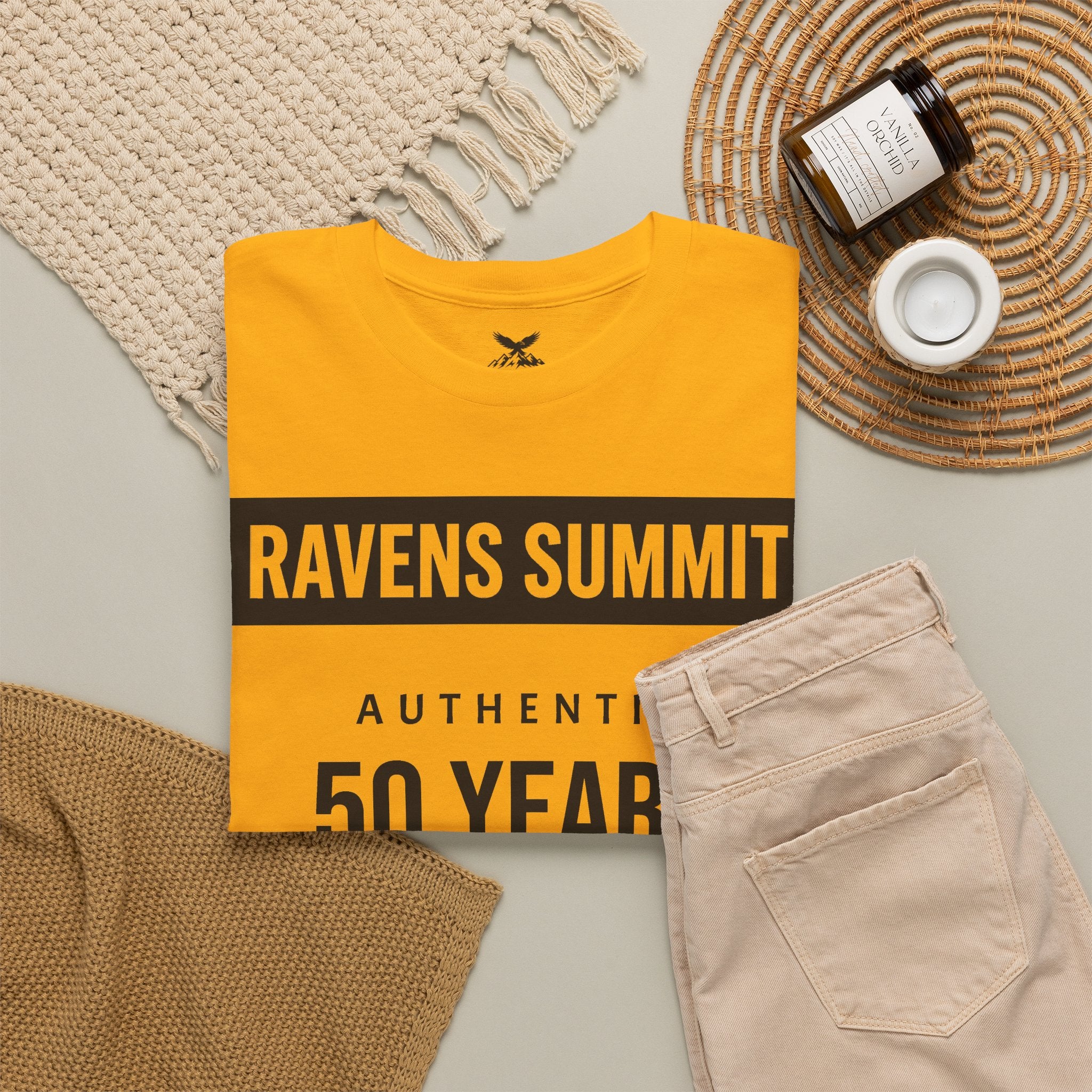 Customisable Ravens Summit 50 Years Tee — "Authentic 50 Years of Not Giving a Damn" Mountain Graphic T‑Shirt