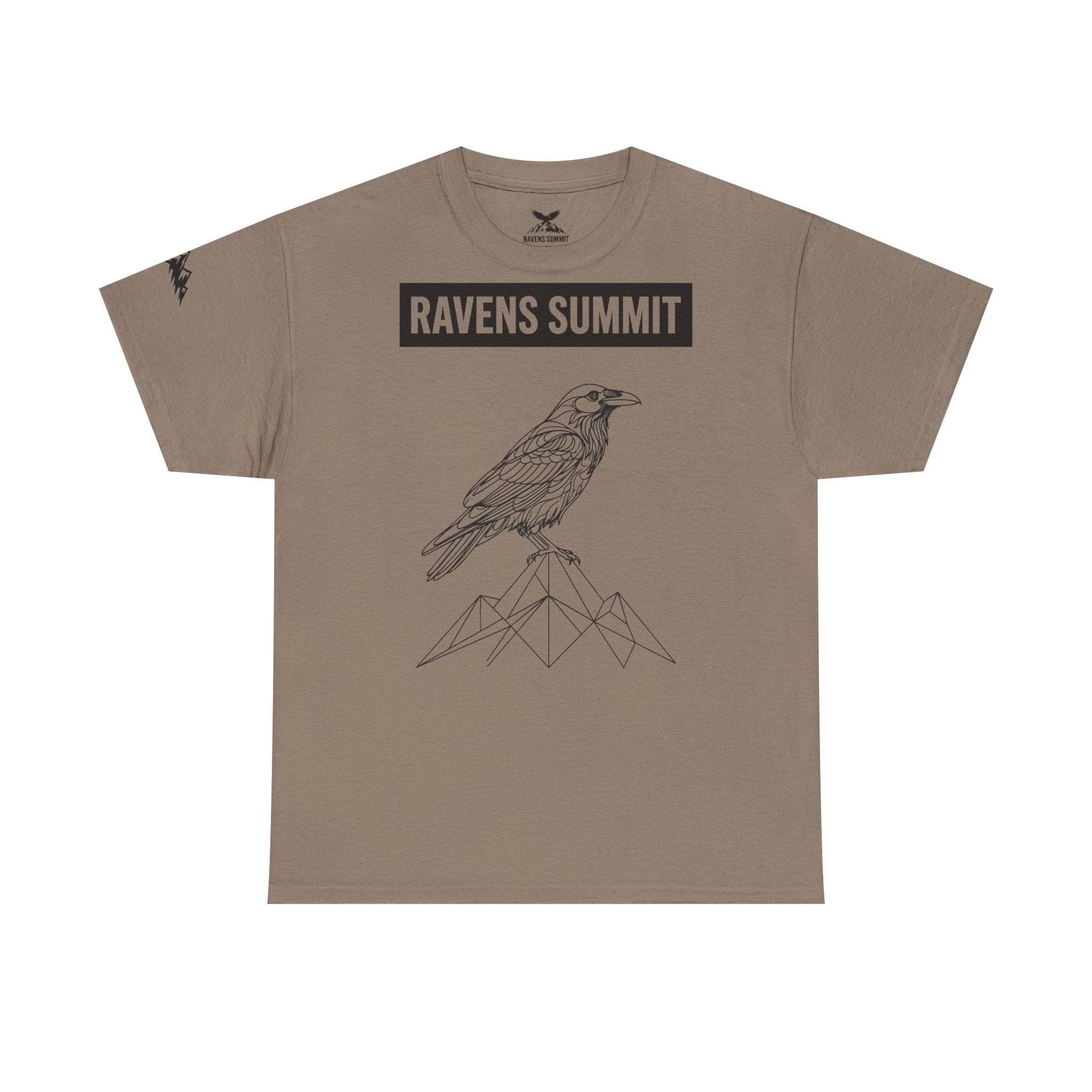 Raven Summit Tee — Minimal Mountain Raven Line Art Graphic T-Shirt