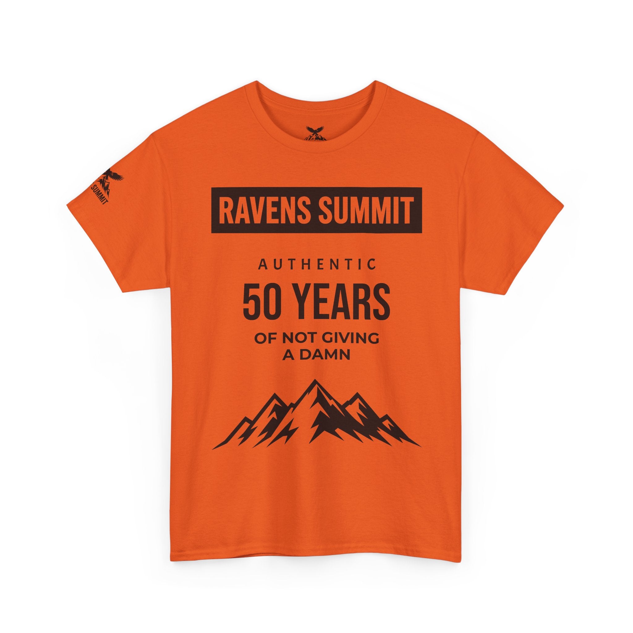 Customisable Ravens Summit 50 Years Tee — "Authentic 50 Years of Not Giving a Damn" Mountain Graphic T‑Shirt