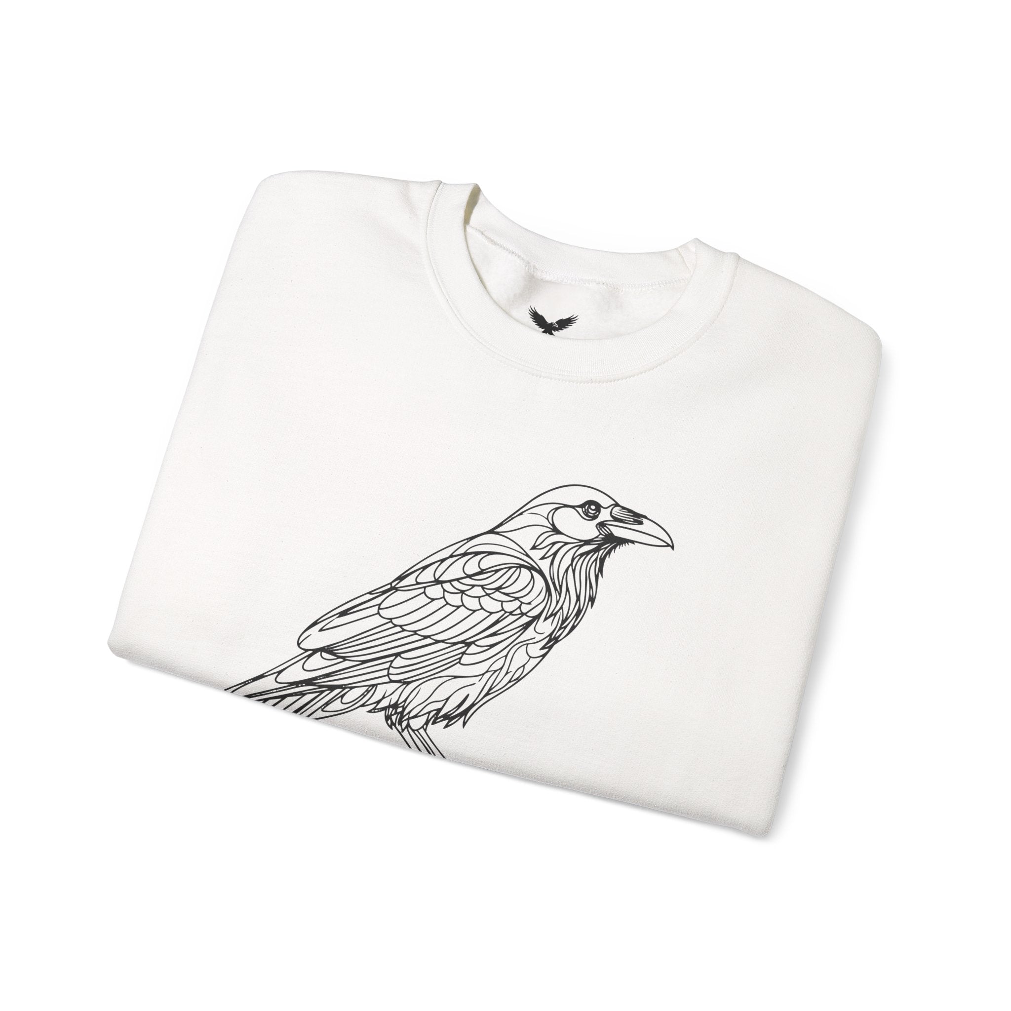 Crewneck Sweatshirt — Geometric Mountain Raven Illustration with 'Ravens Summit' Sleeve