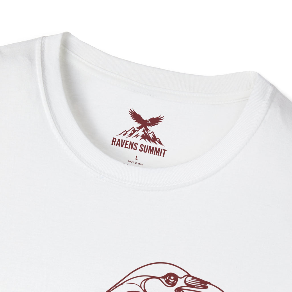 Raven Line Art T‑Shirt — Geometric Mountain Raven Sketch Tee
