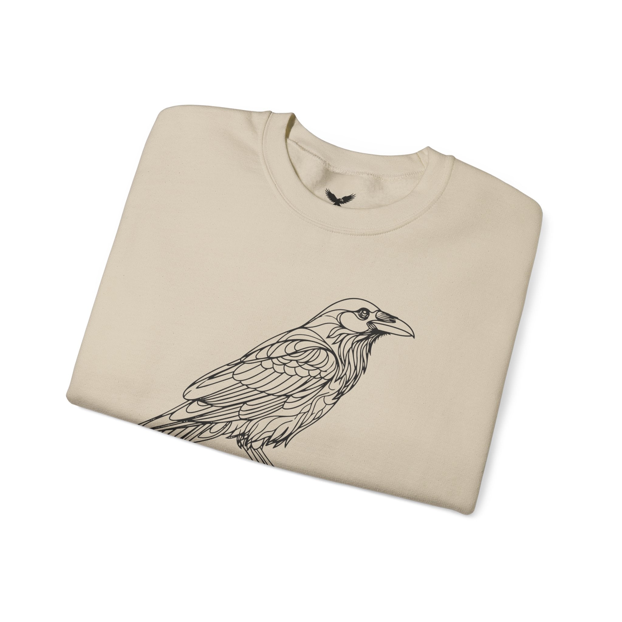 Crewneck Sweatshirt — Geometric Mountain Raven Illustration with 'Ravens Summit' Sleeve