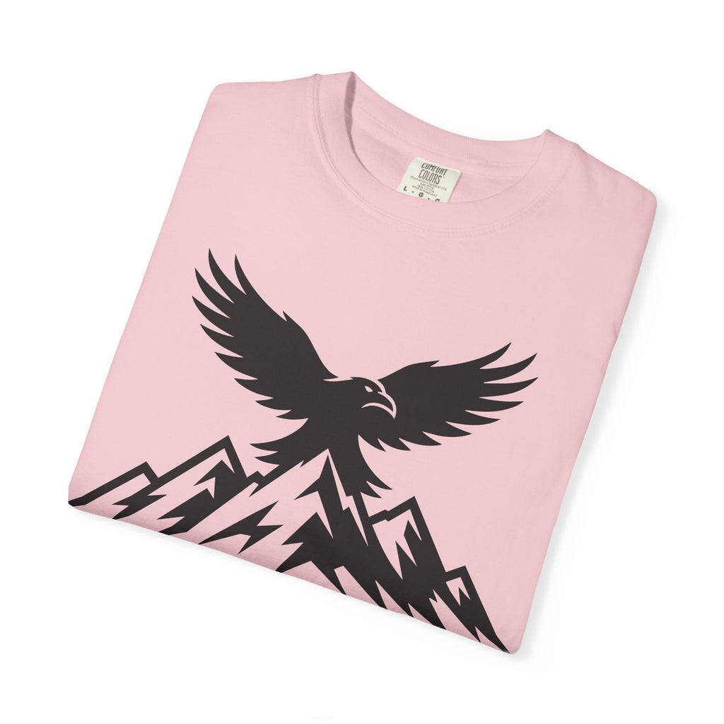 Ravens Summit Mountain T-Shirt — Eagle Over Peaks Graphic Tee Light