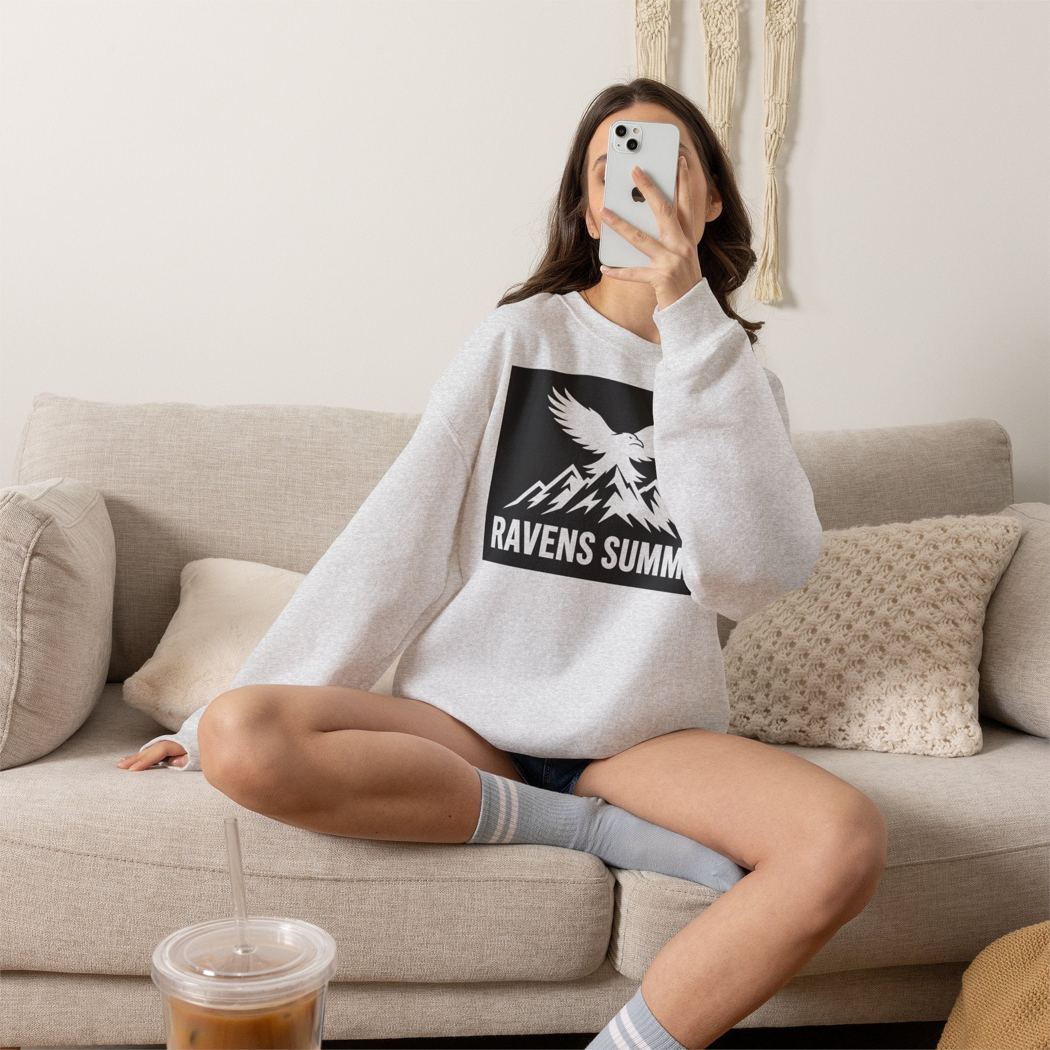 Ravens Summit Crewneck Sweatshirt — Mountain Raven Graphic Pullover