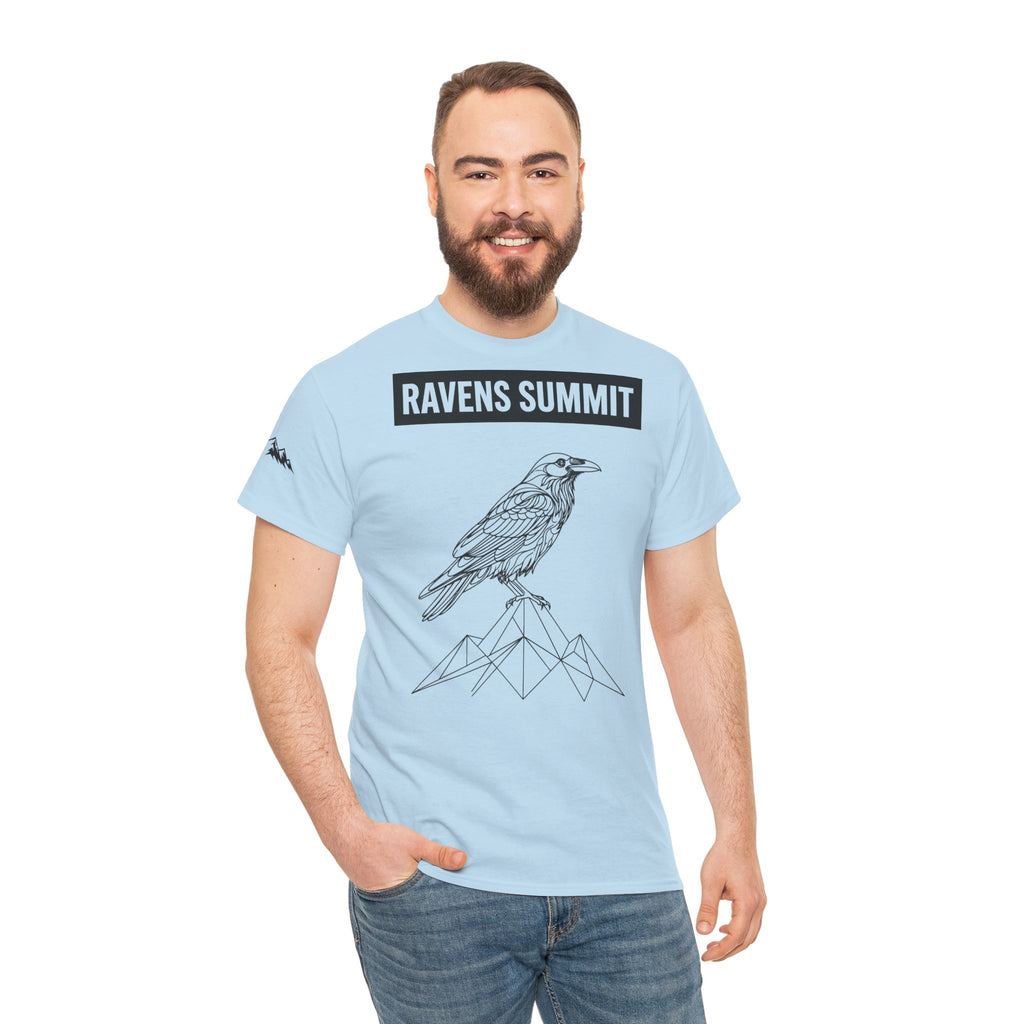 Raven Summit Tee — Minimal Mountain Raven Line Art Graphic T-Shirt