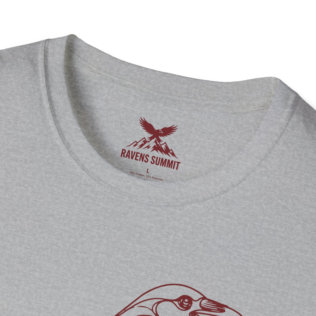 Raven Line Art T‑Shirt — Geometric Mountain Raven Sketch Tee