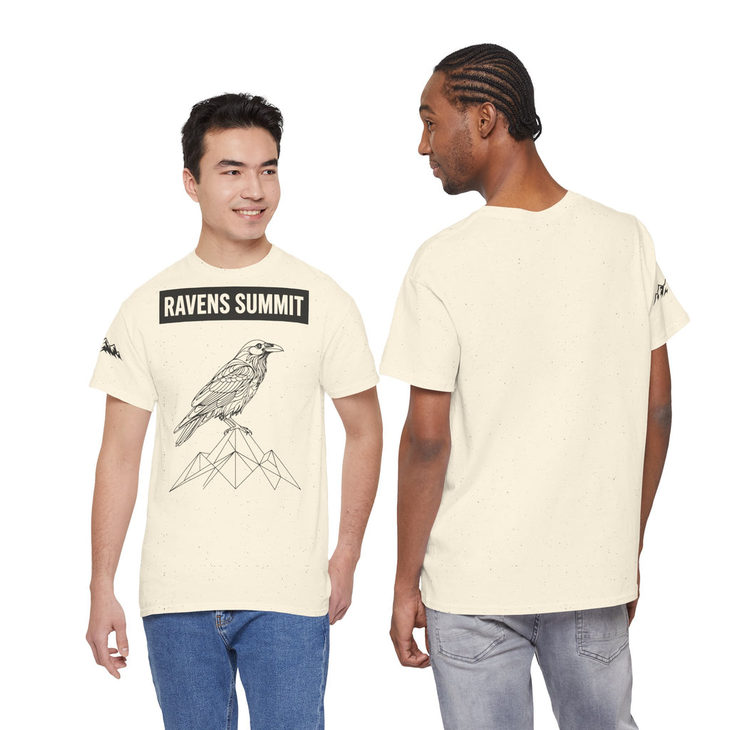 Raven Summit Tee — Minimal Mountain Raven Line Art Graphic T-Shirt