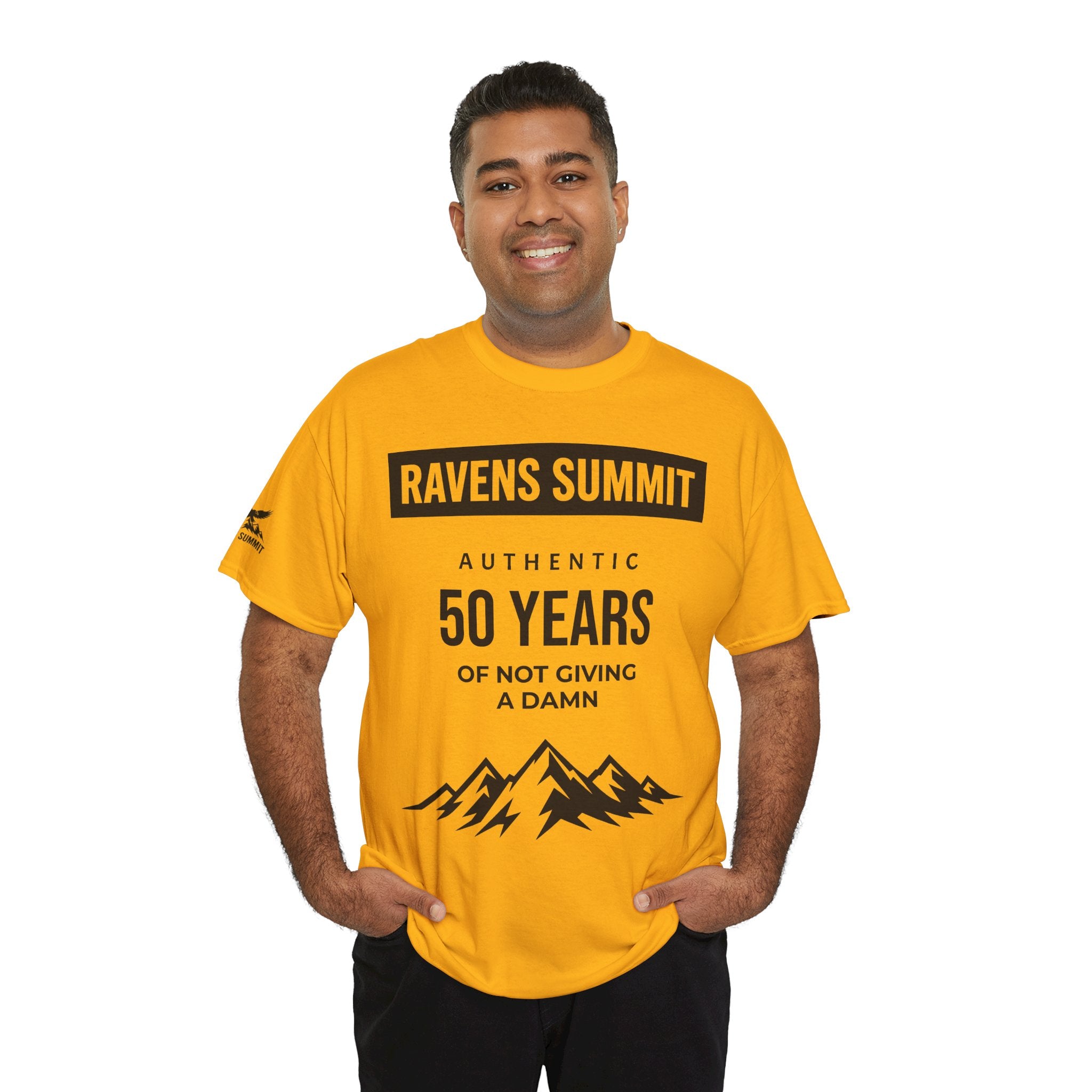 Customisable Ravens Summit 50 Years Tee — "Authentic 50 Years of Not Giving a Damn" Mountain Graphic T‑Shirt