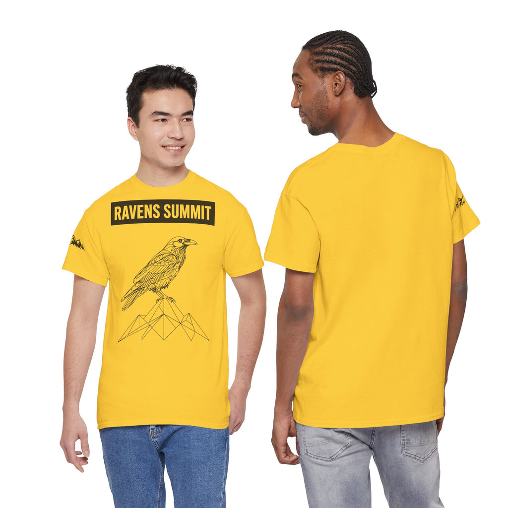 Raven Summit Tee — Minimal Mountain Raven Line Art Graphic T-Shirt