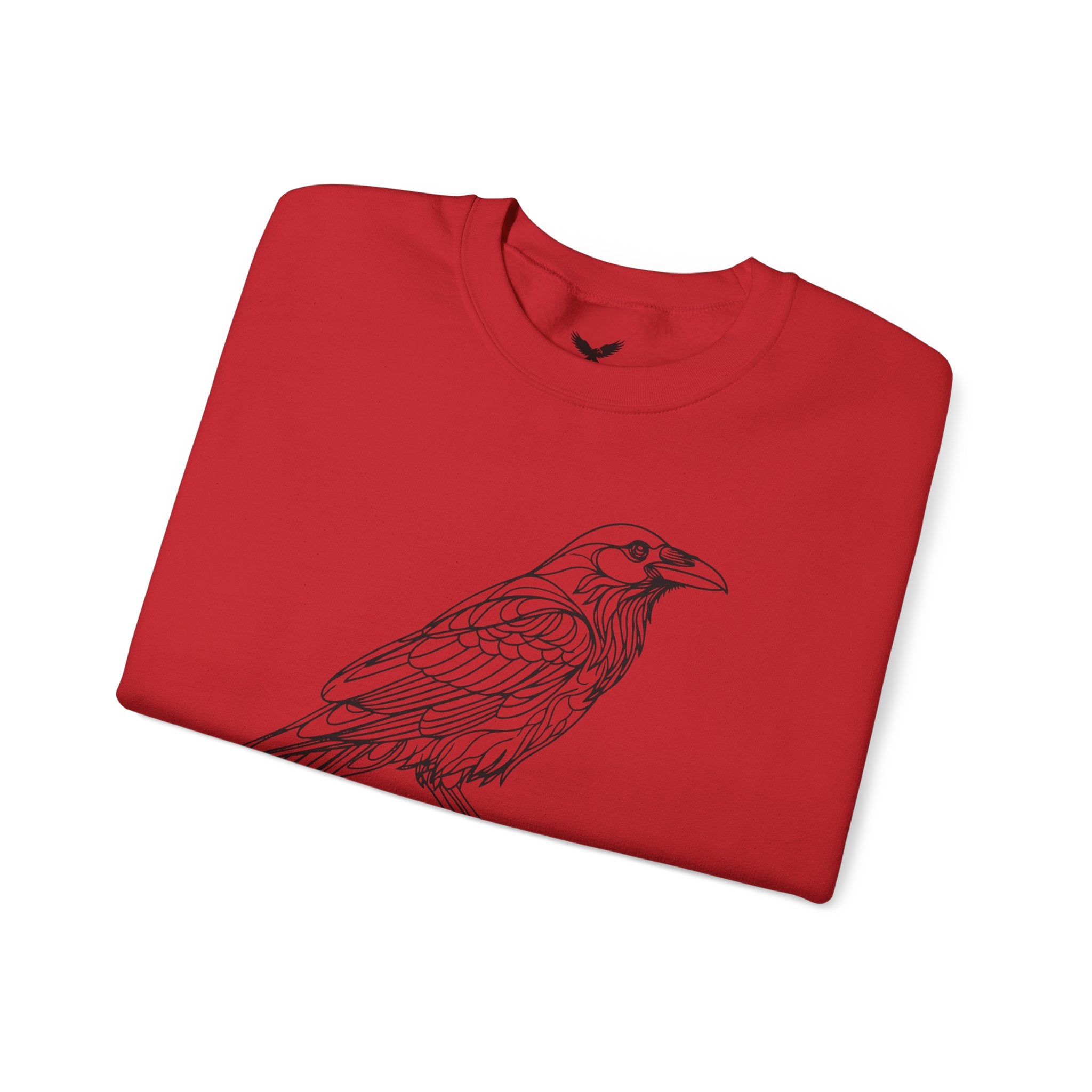 Crewneck Sweatshirt — Geometric Mountain Raven Illustration with 'Ravens Summit' Sleeve
