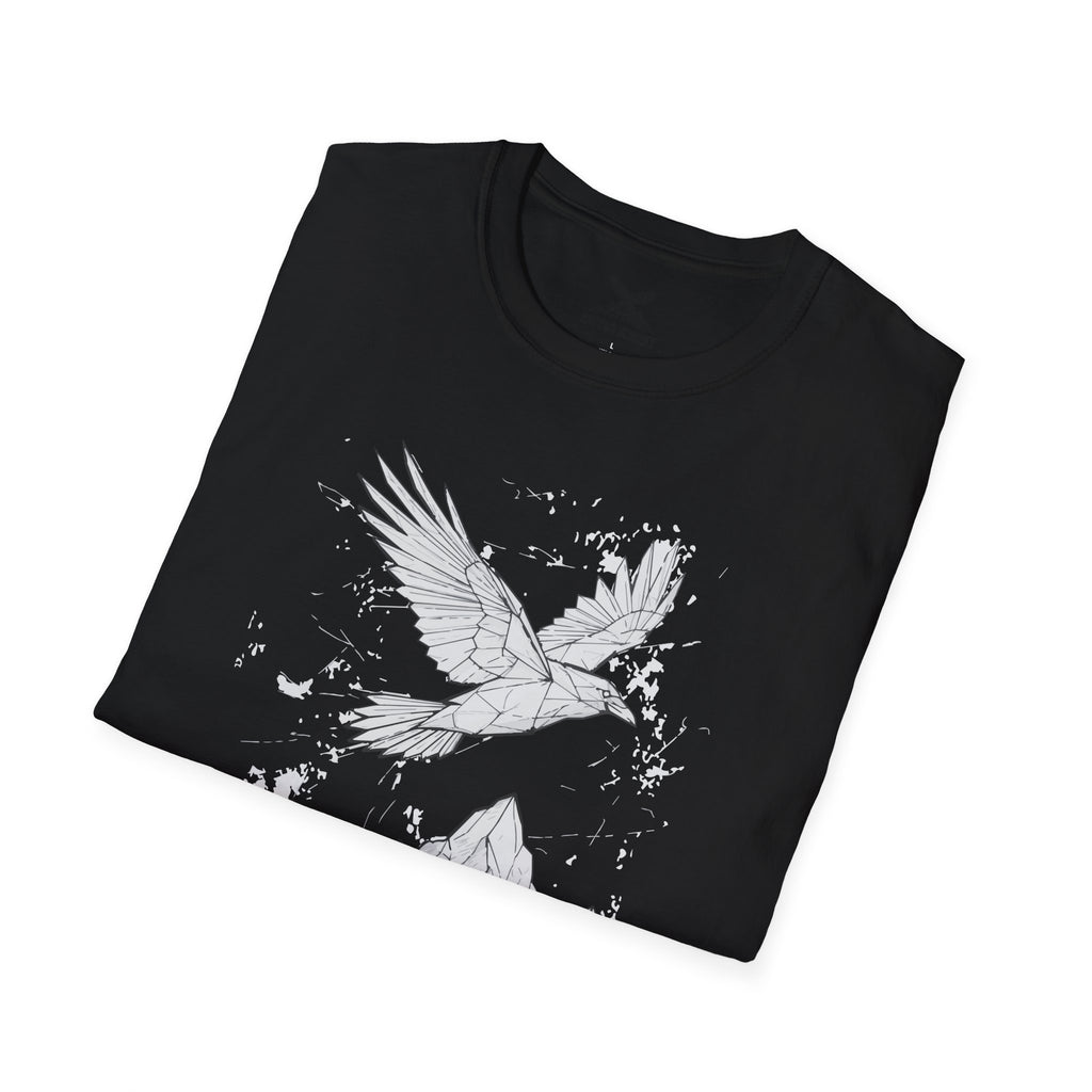Mountain Raven Tee — Minimal Line Art Bird & Peaks Graphic T-Shirt
