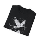 Mountain Raven Tee — Minimal Line Art Bird & Peaks Graphic T-Shirt