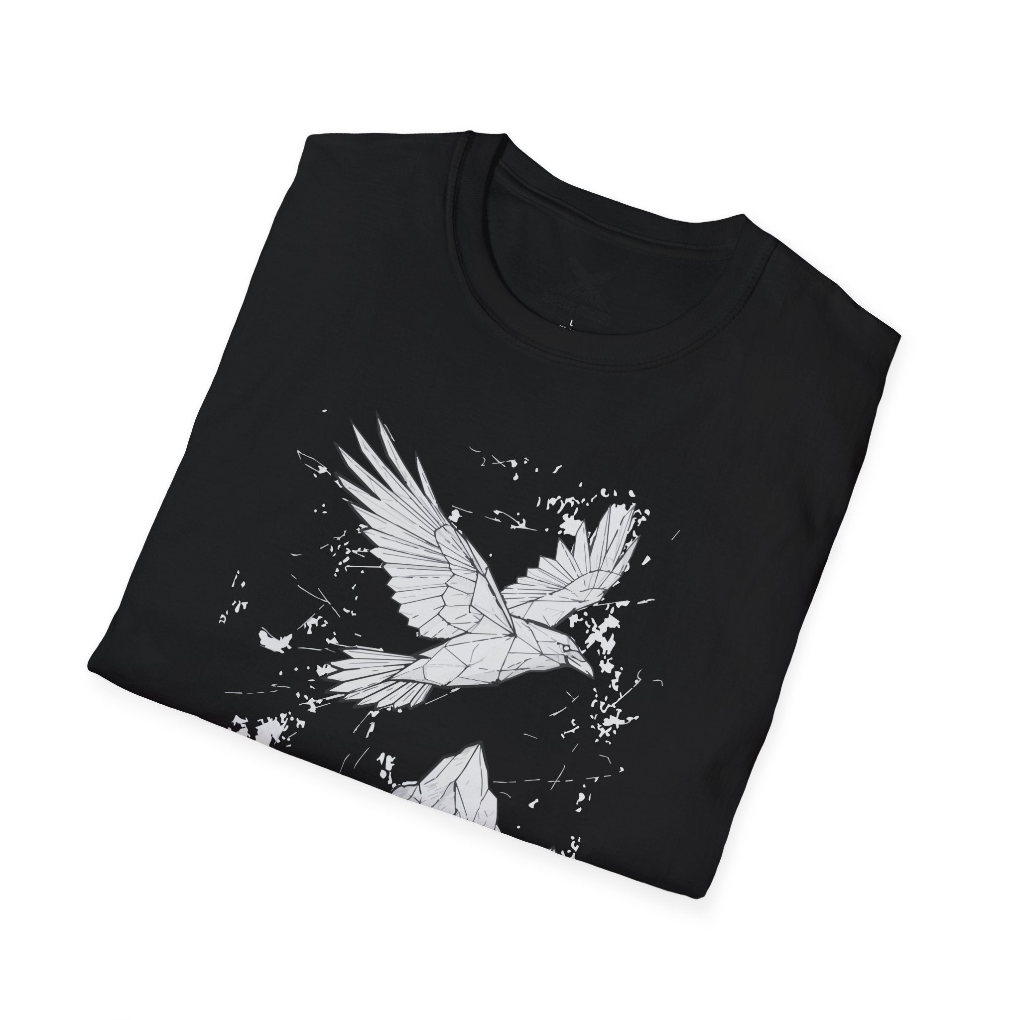 Mountain Raven Tee — Minimal Line Art Bird & Peaks Graphic T-Shirt