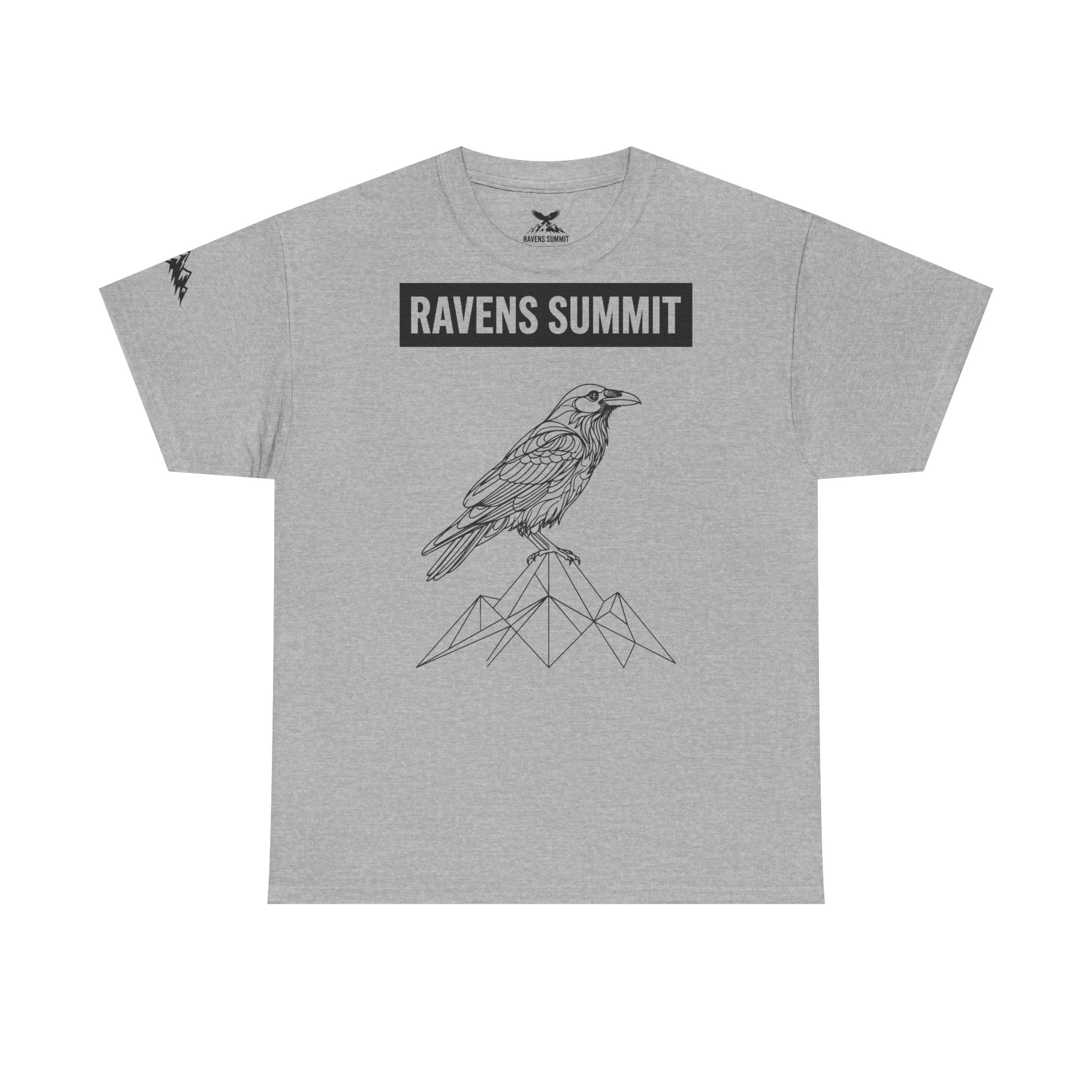 Raven Summit Tee — Minimal Mountain Raven Line Art Graphic T-Shirt