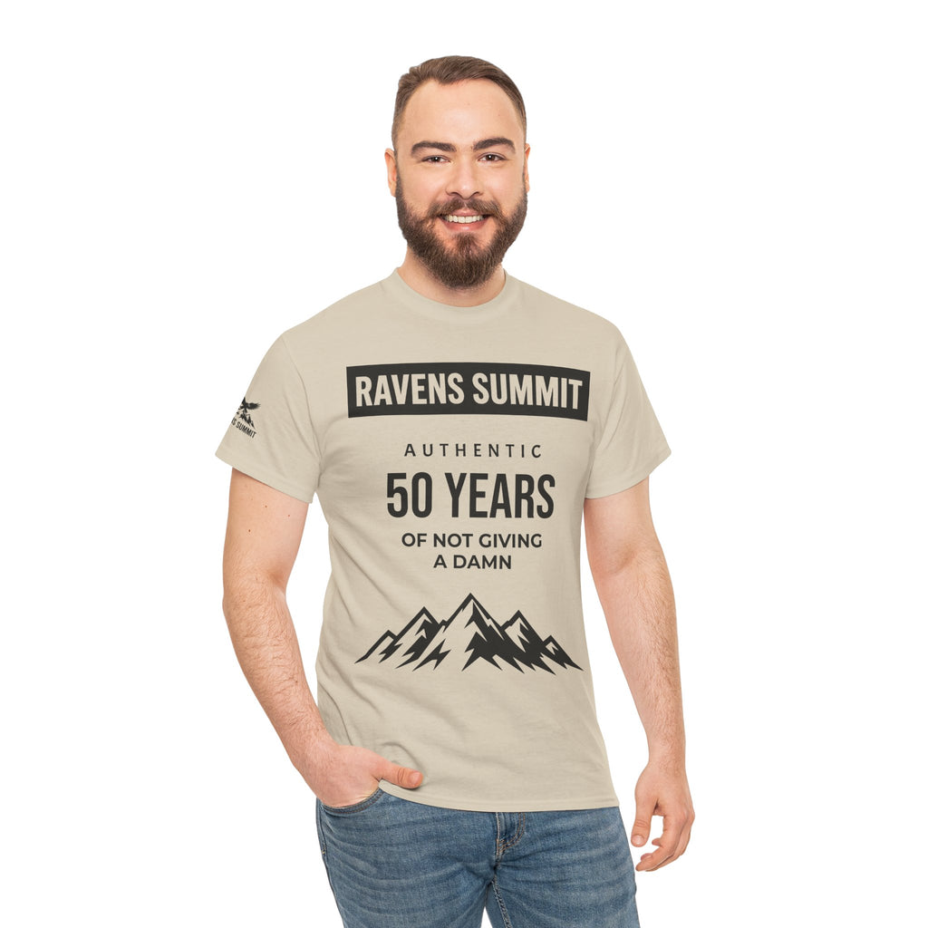 Customisable Ravens Summit 50 Years Tee — "Authentic 50 Years of Not Giving a Damn" Mountain Graphic T‑Shirt