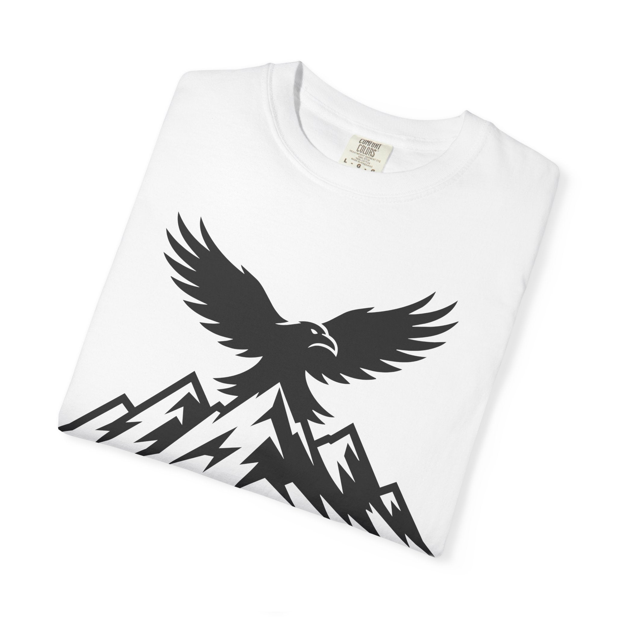 Ravens Summit Mountain T-Shirt — Eagle Over Peaks Graphic Tee Light