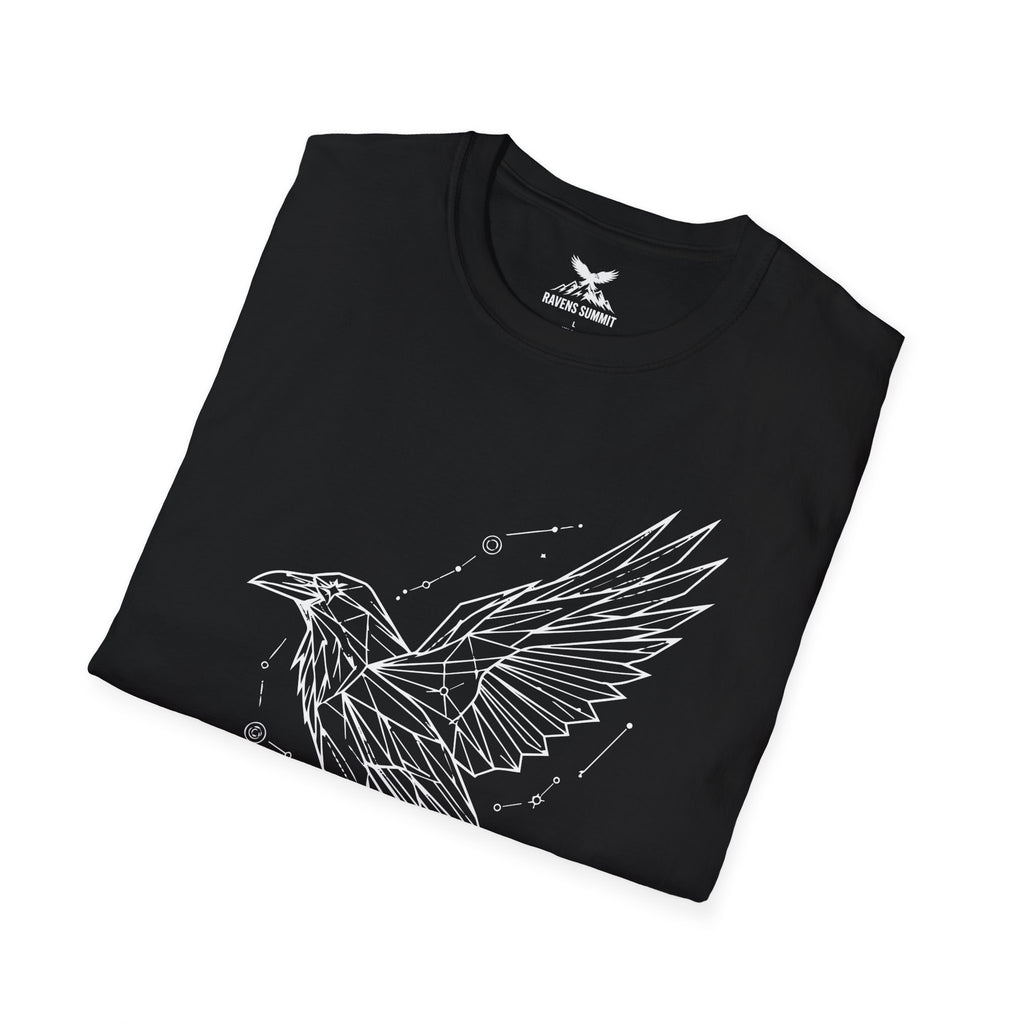 Geometric Raven Tee — Minimal Line Art Constellation T Shirt