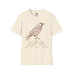 Raven Line Art T‑Shirt — Geometric Mountain Raven Sketch Tee
