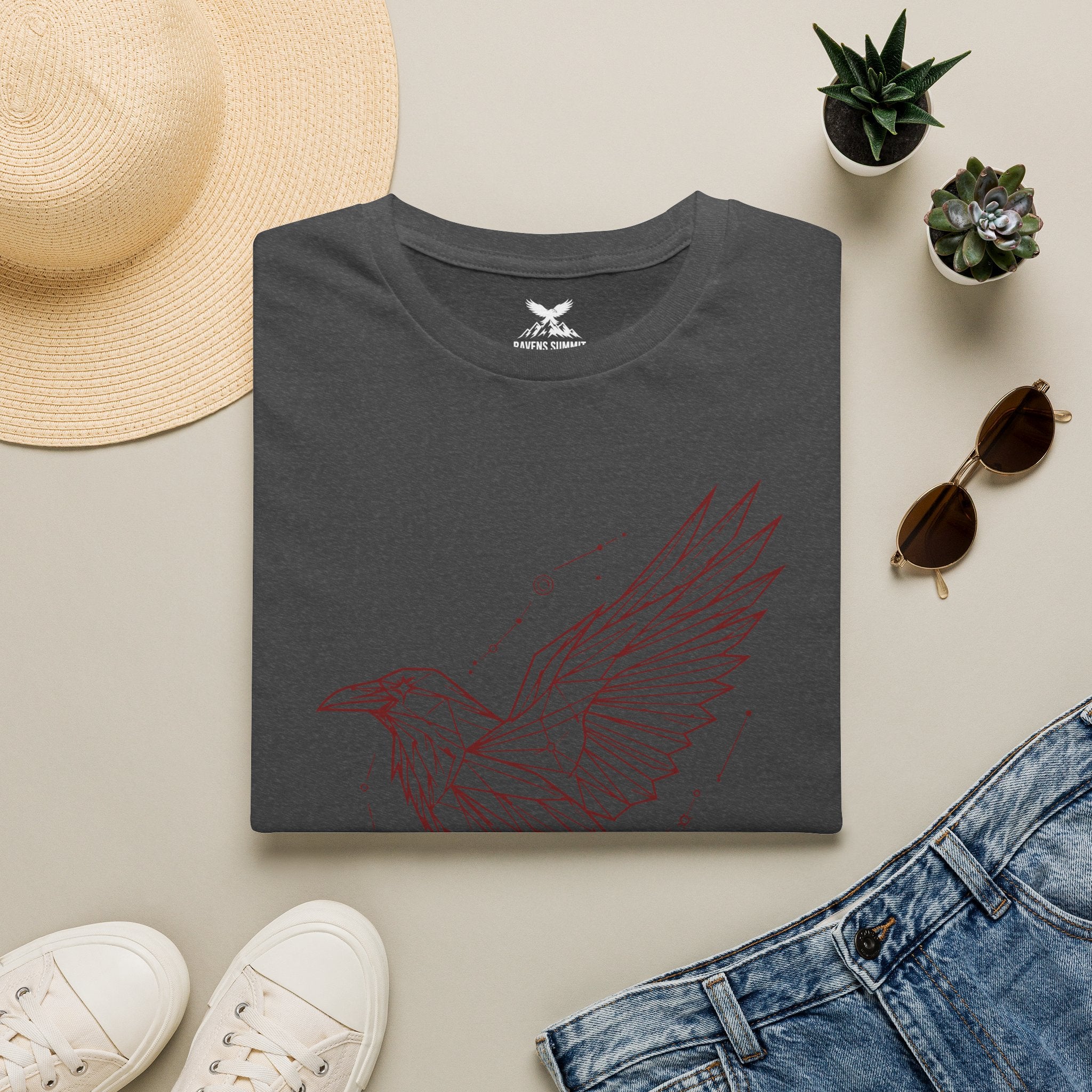Geometric Raven Tee — Minimal Line Art Constellation T Shirt
