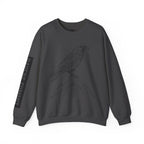Crewneck Sweatshirt — Geometric Mountain Raven Illustration with 'Ravens Summit' Sleeve