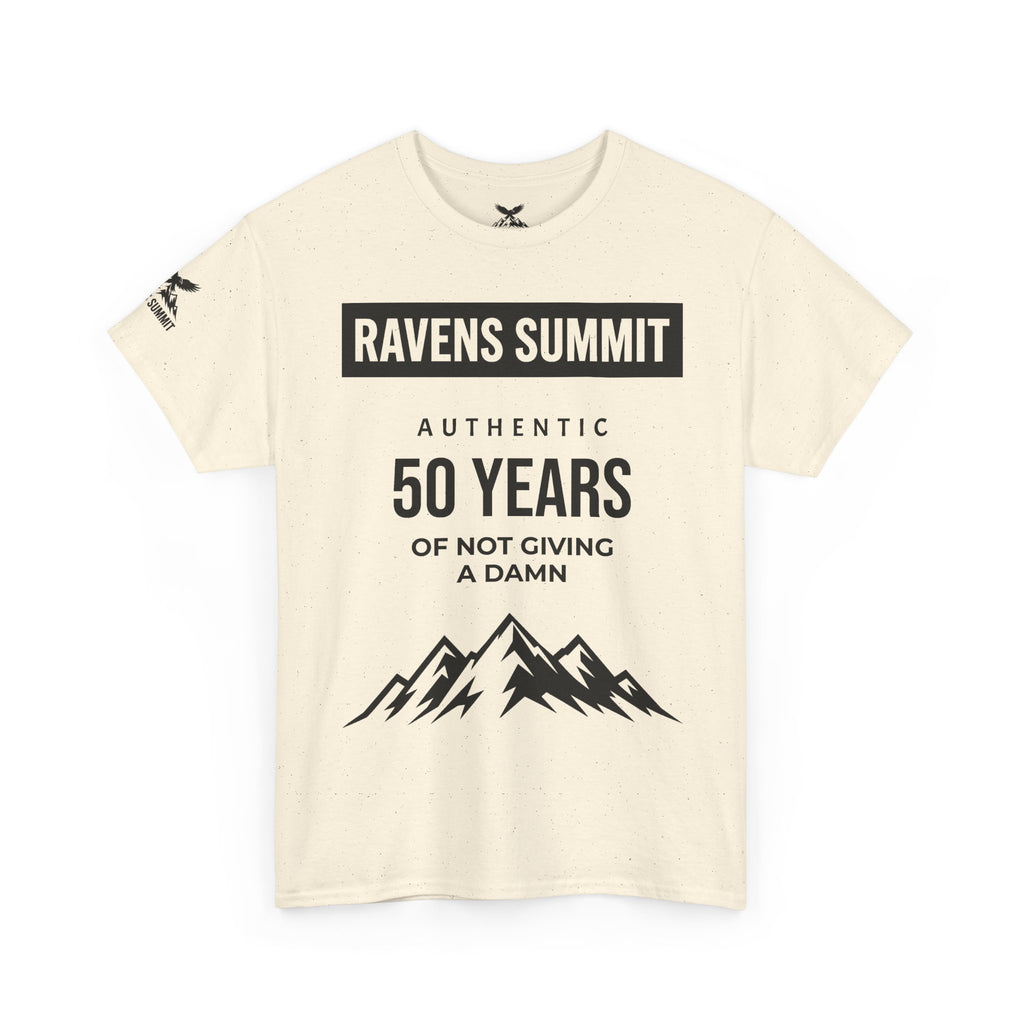 Customisable Ravens Summit 50 Years Tee — "Authentic 50 Years of Not Giving a Damn" Mountain Graphic T‑Shirt