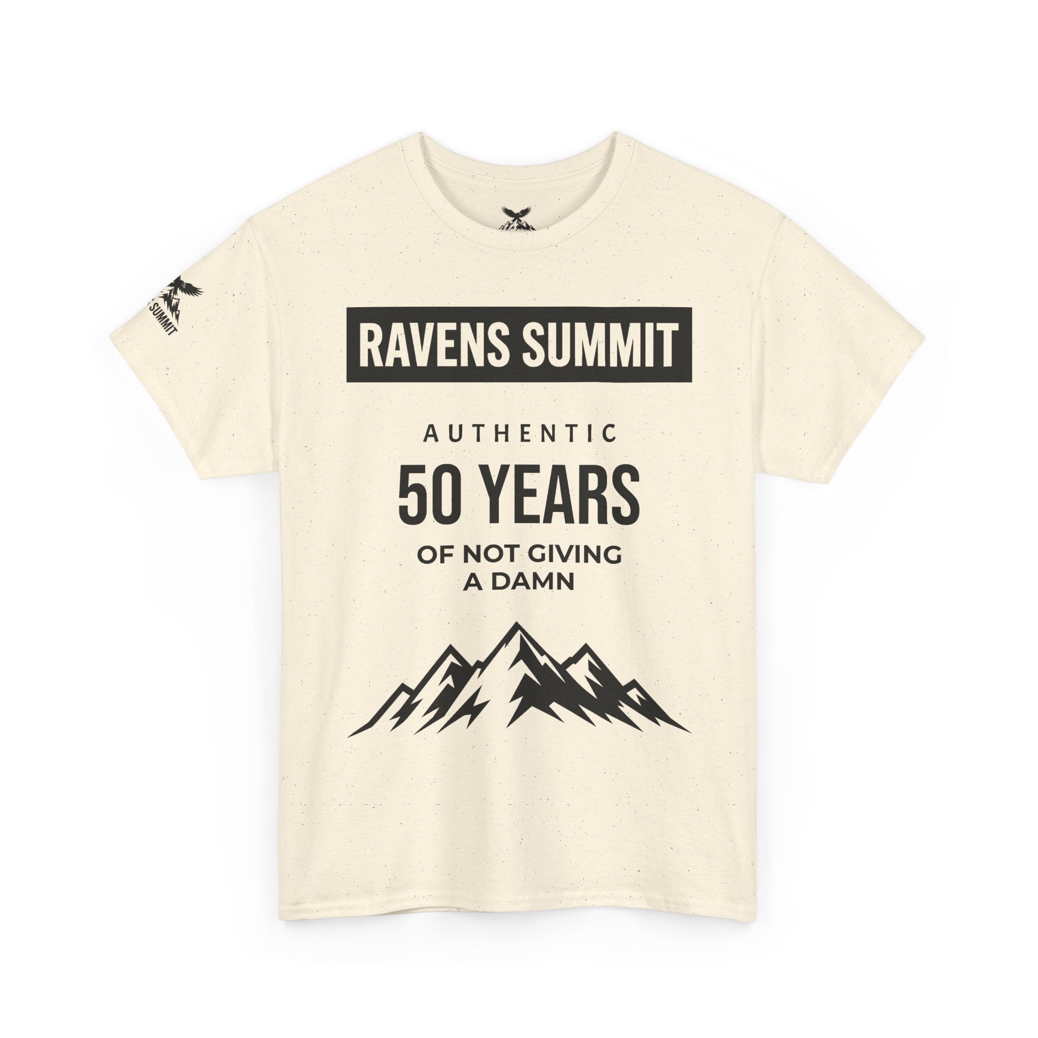 Customisable Ravens Summit 50 Years Tee — "Authentic 50 Years of Not Giving a Damn" Mountain Graphic T‑Shirt