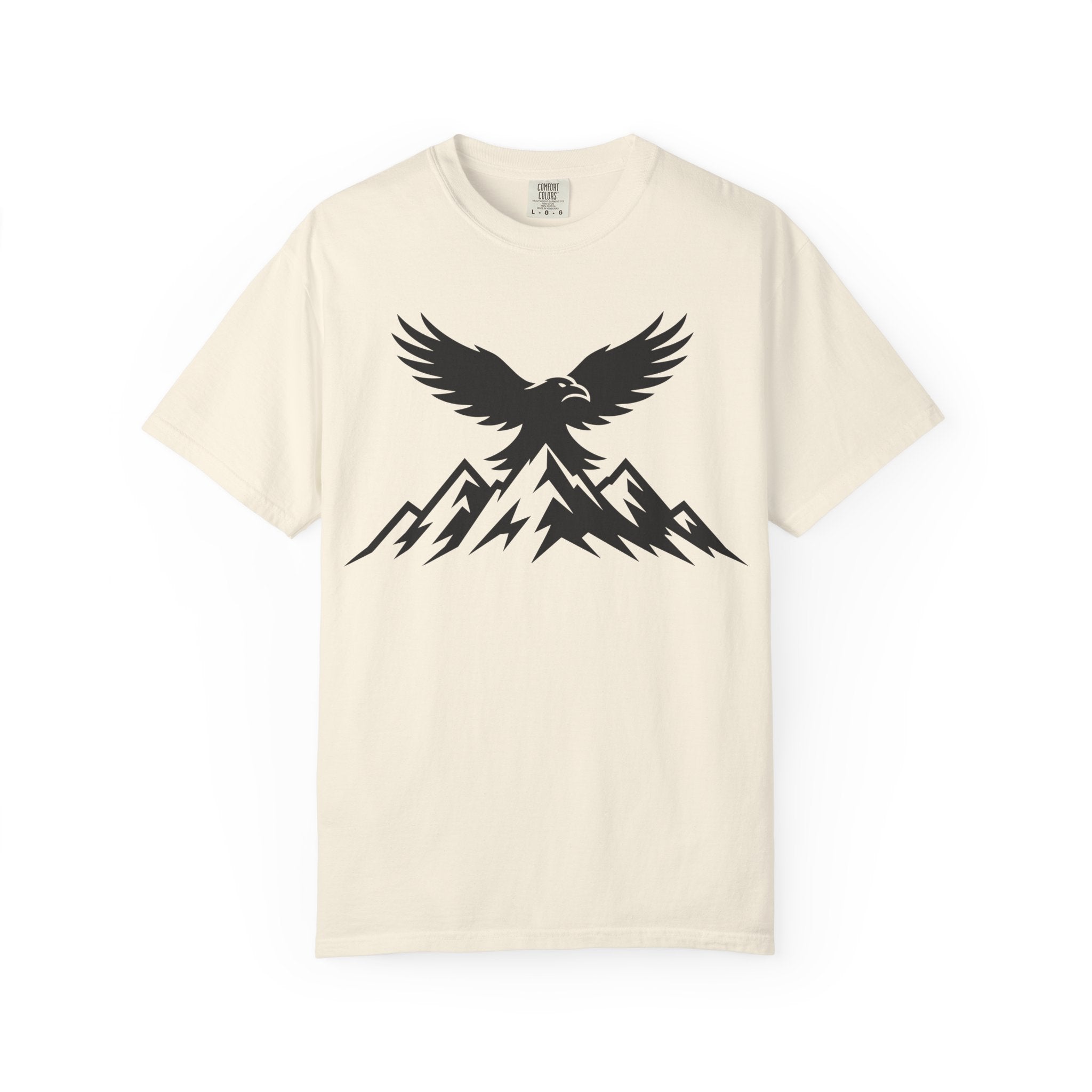 Ravens Summit Mountain T-Shirt — Eagle Over Peaks Graphic Tee Light
