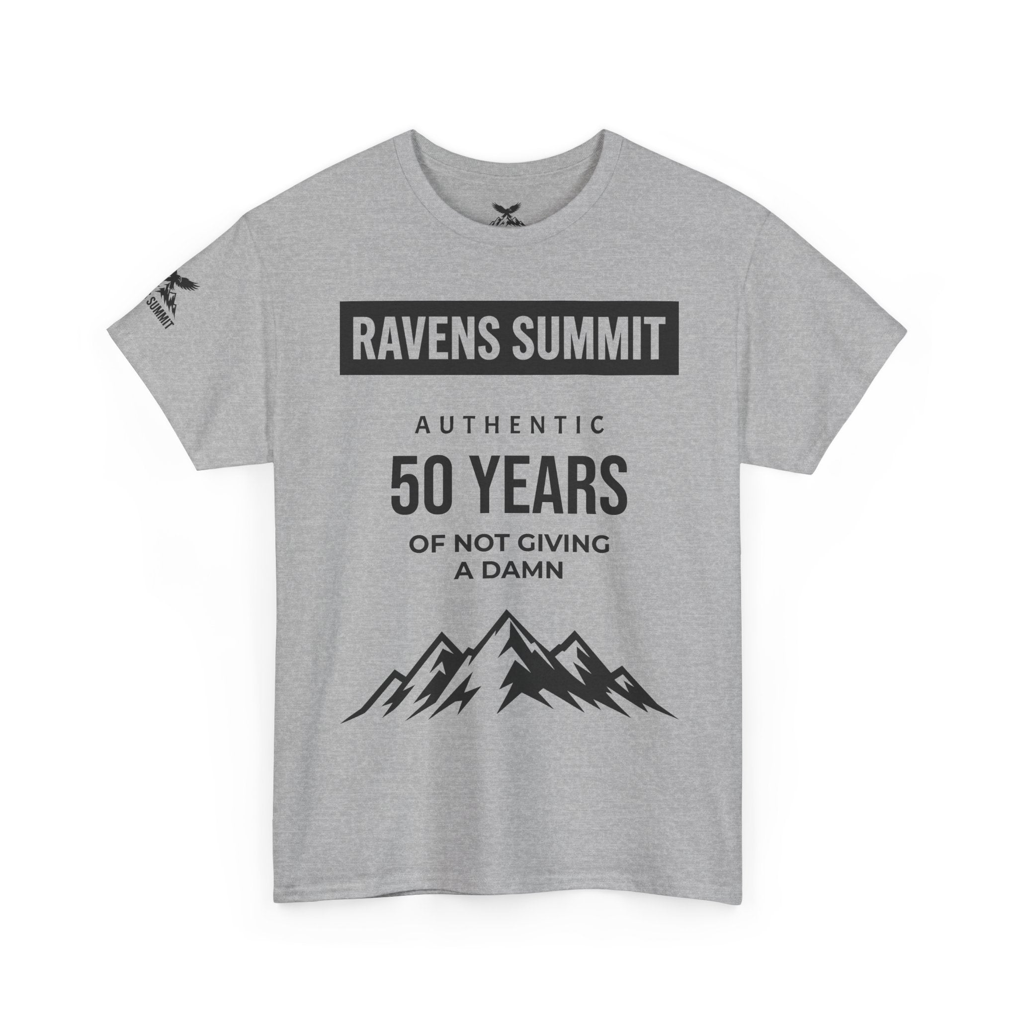 Customisable Ravens Summit 50 Years Tee — "Authentic 50 Years of Not Giving a Damn" Mountain Graphic T‑Shirt