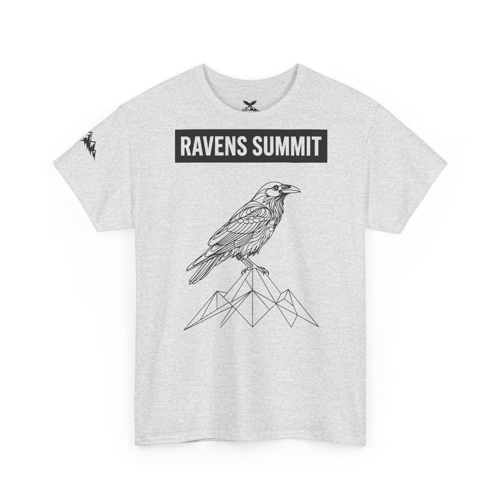 Raven Summit Tee — Minimal Mountain Raven Line Art Graphic T-Shirt