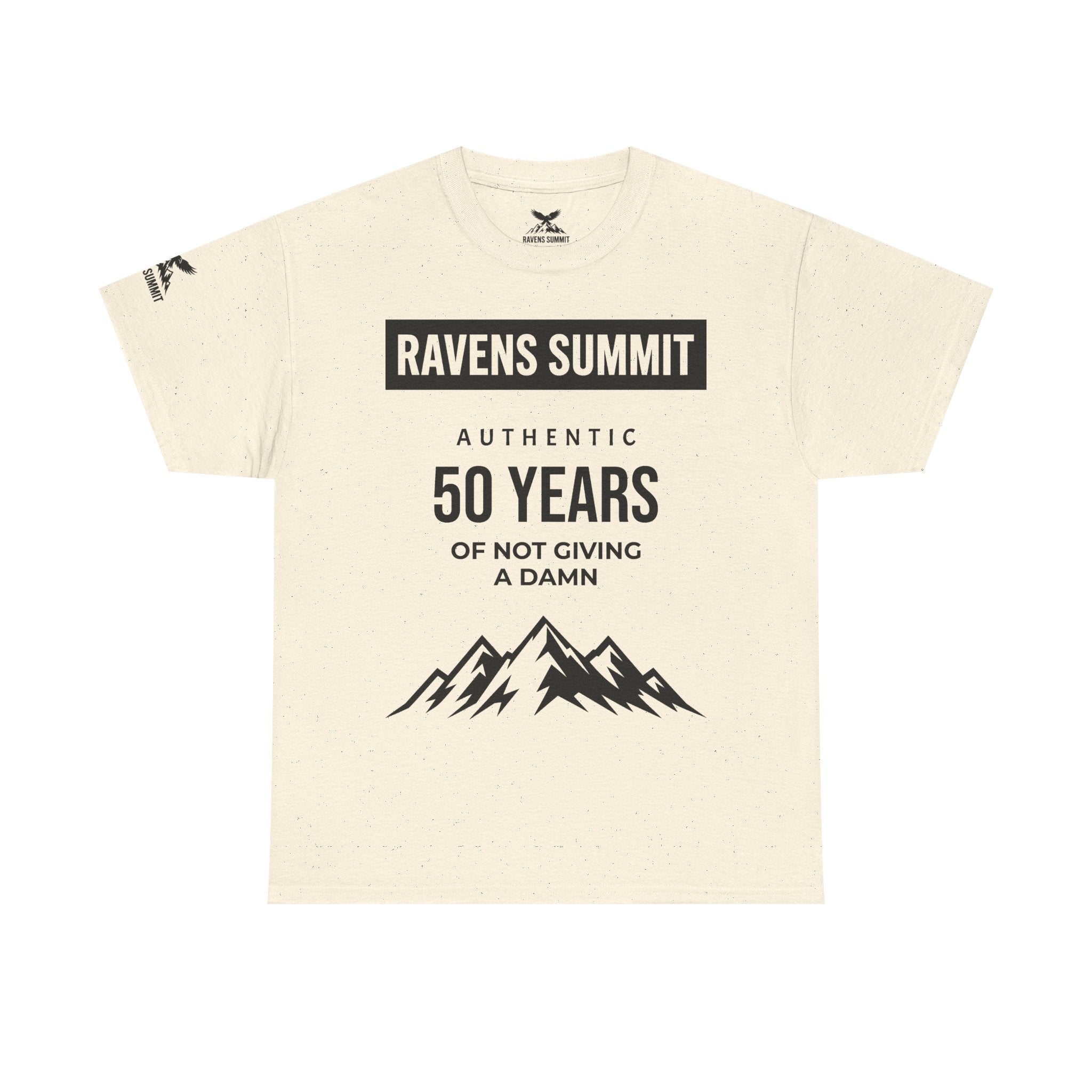 Customisable Ravens Summit 50 Years Tee — "Authentic 50 Years of Not Giving a Damn" Mountain Graphic T‑Shirt