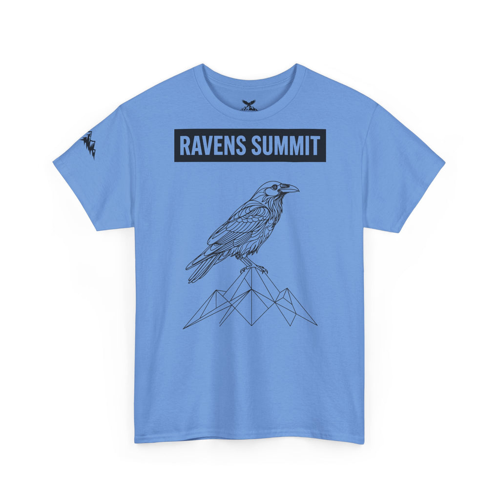 Raven Summit Tee — Minimal Mountain Raven Line Art Graphic T-Shirt