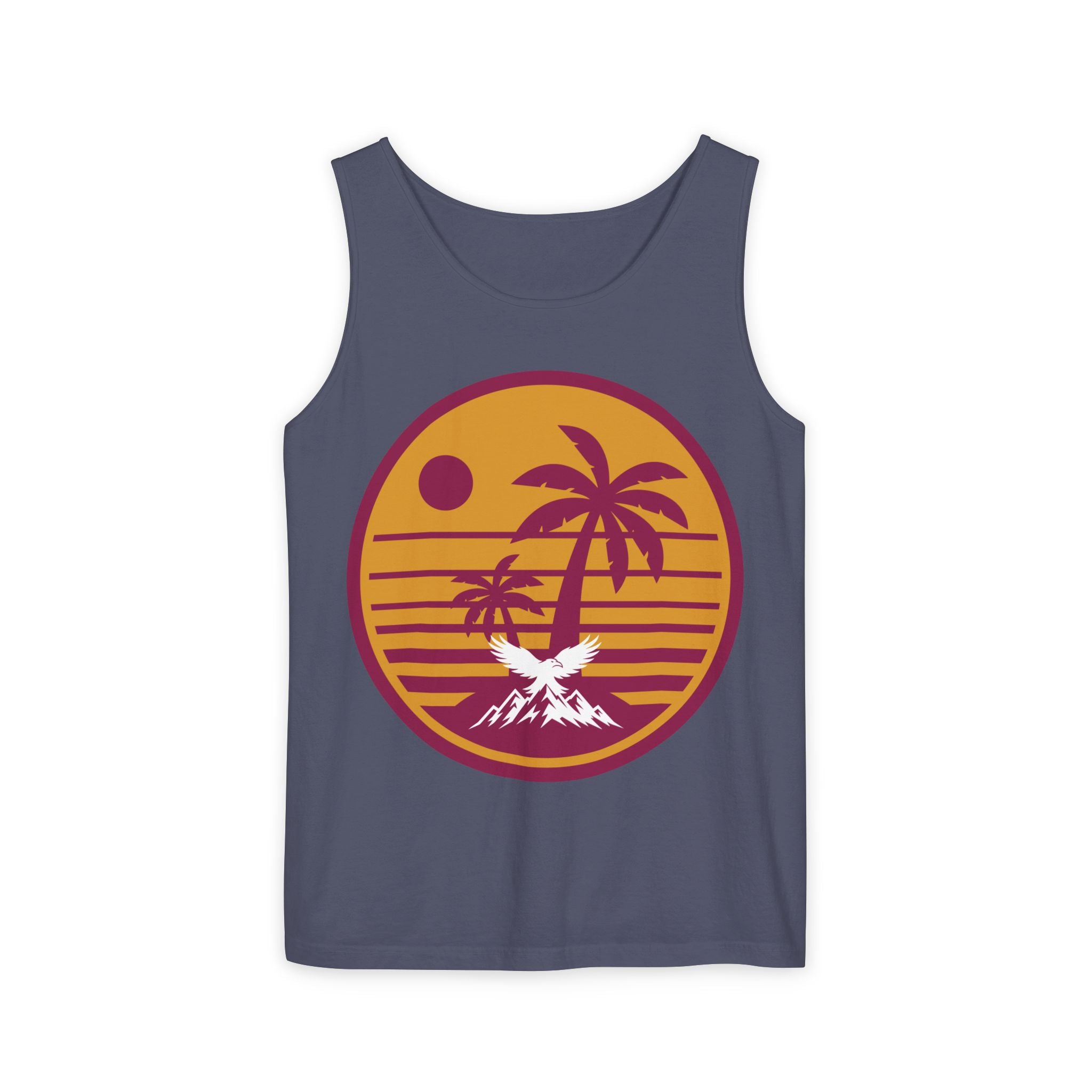 Ravens Summit Sunset Palm Tank Top  — Retro Beach Vibes Graphic Tank