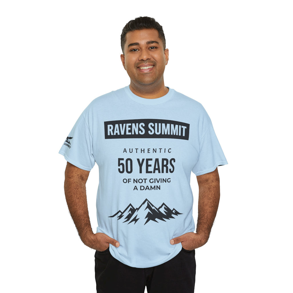Customisable Ravens Summit 50 Years Tee — "Authentic 50 Years of Not Giving a Damn" Mountain Graphic T‑Shirt
