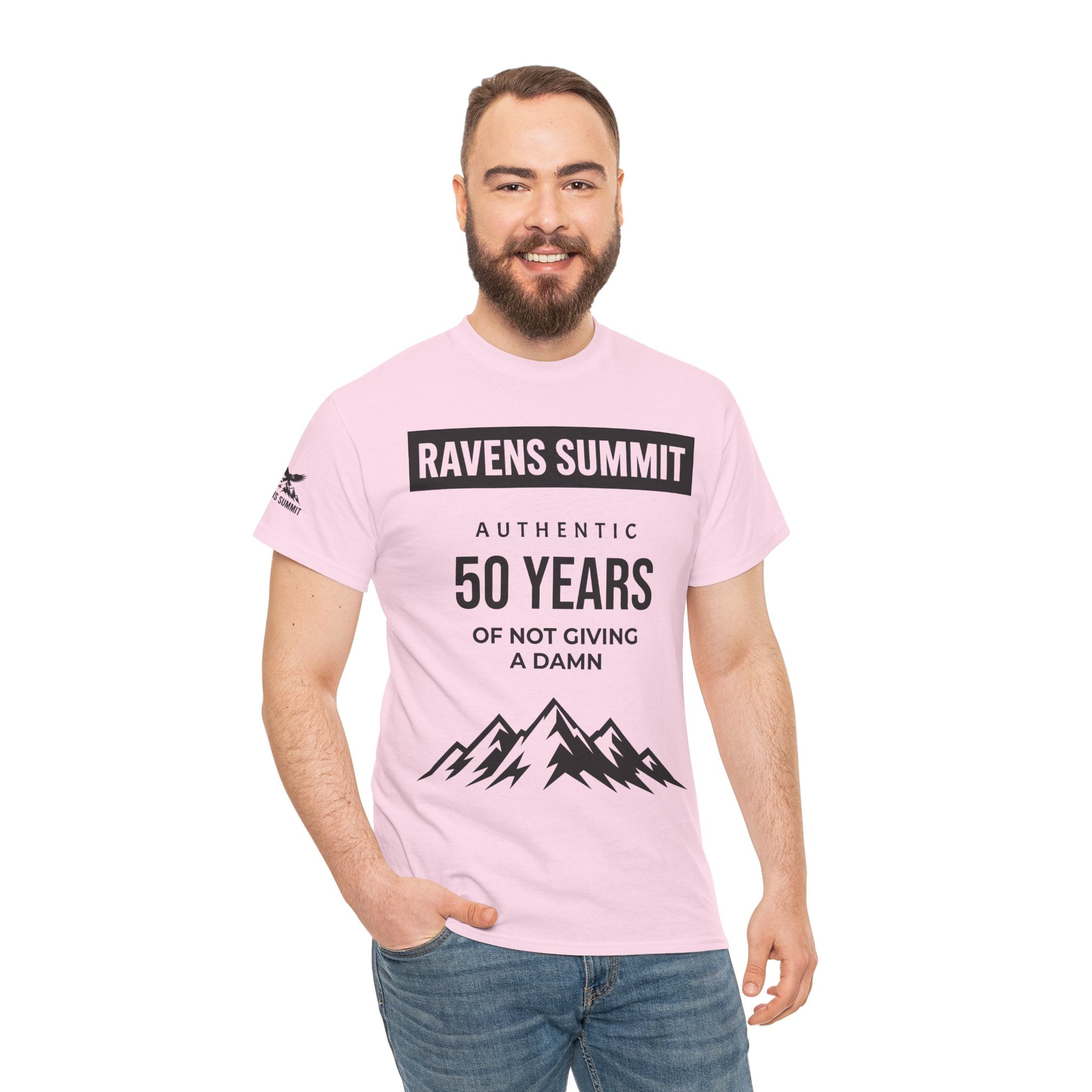 Customisable Ravens Summit 50 Years Tee — "Authentic 50 Years of Not Giving a Damn" Mountain Graphic T‑Shirt