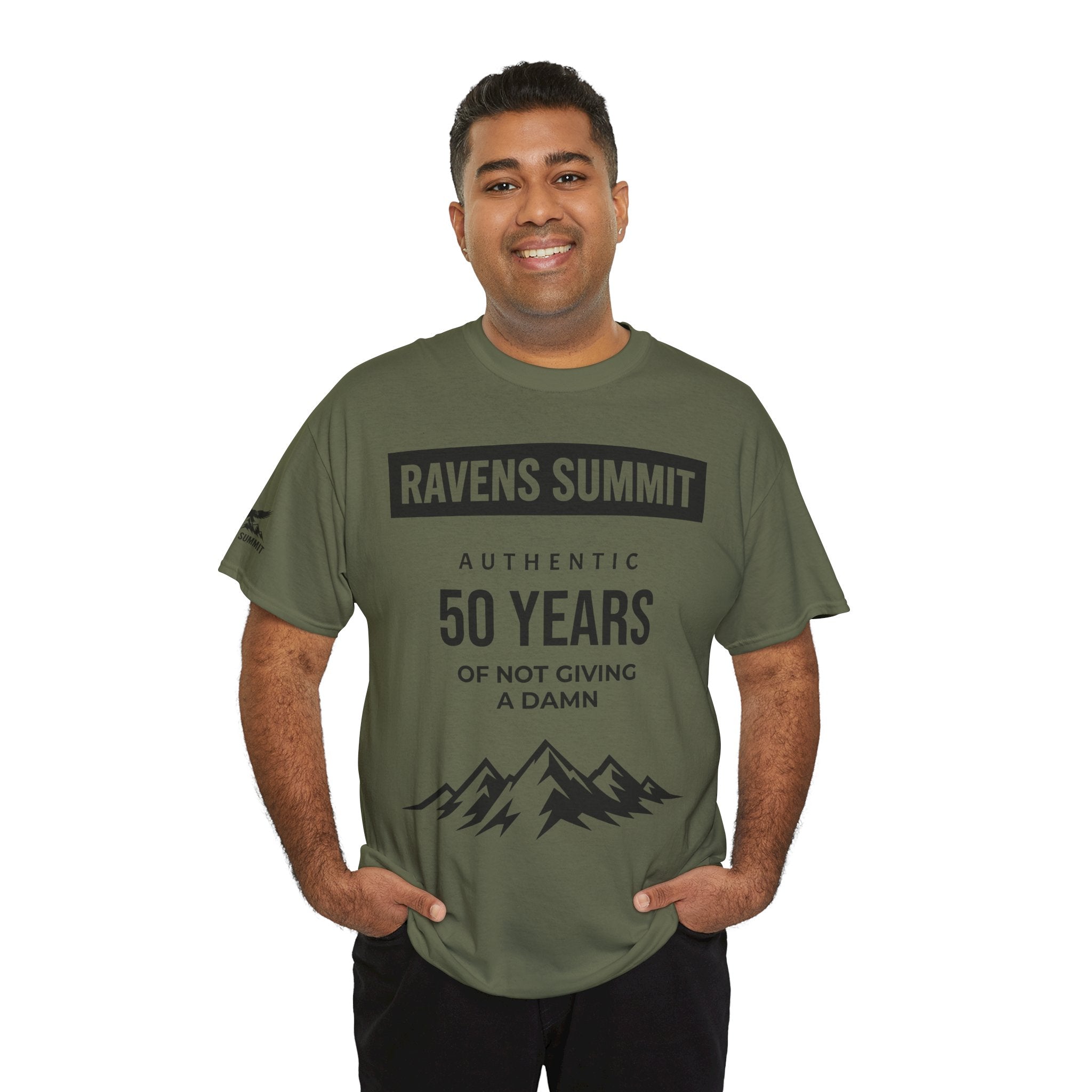 Customisable Ravens Summit 50 Years Tee — "Authentic 50 Years of Not Giving a Damn" Mountain Graphic T‑Shirt