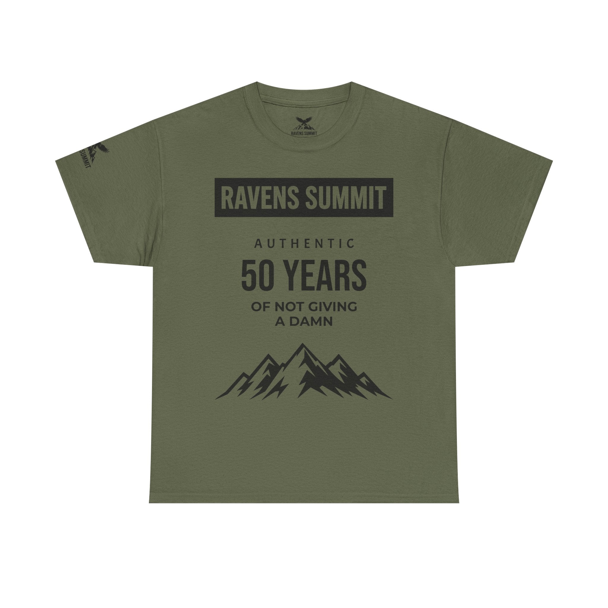 Customisable Ravens Summit 50 Years Tee — "Authentic 50 Years of Not Giving a Damn" Mountain Graphic T‑Shirt