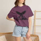 Ravens Summit Mountain T-Shirt — Eagle Over Peaks Graphic Tee Light