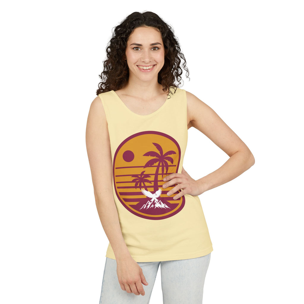Ravens Summit Sunset Palm Tank Top  — Retro Beach Vibes Graphic Tank