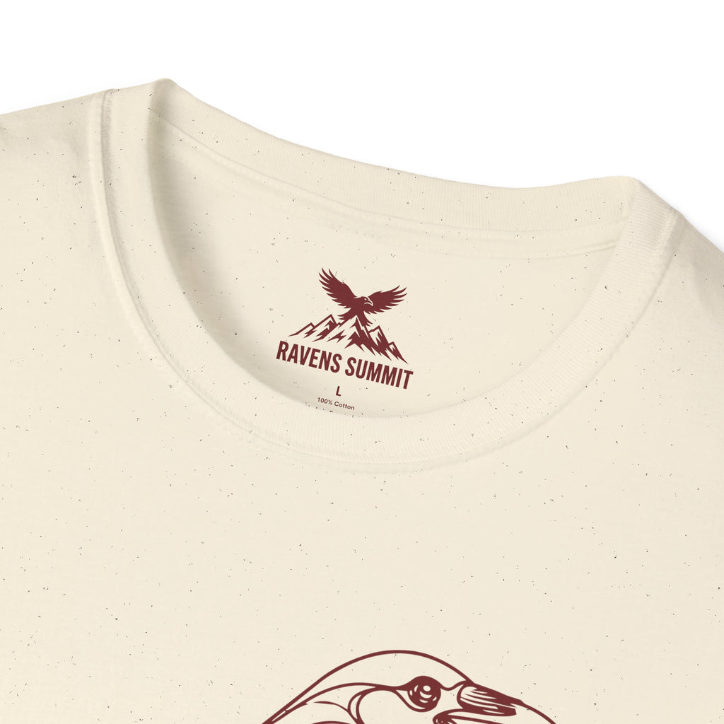 Raven Line Art T‑Shirt — Geometric Mountain Raven Sketch Tee