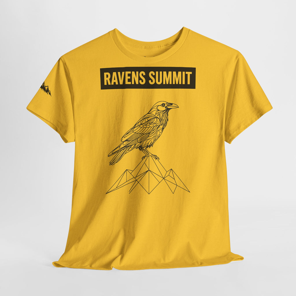 Raven Summit Tee — Minimal Mountain Raven Line Art Graphic T-Shirt