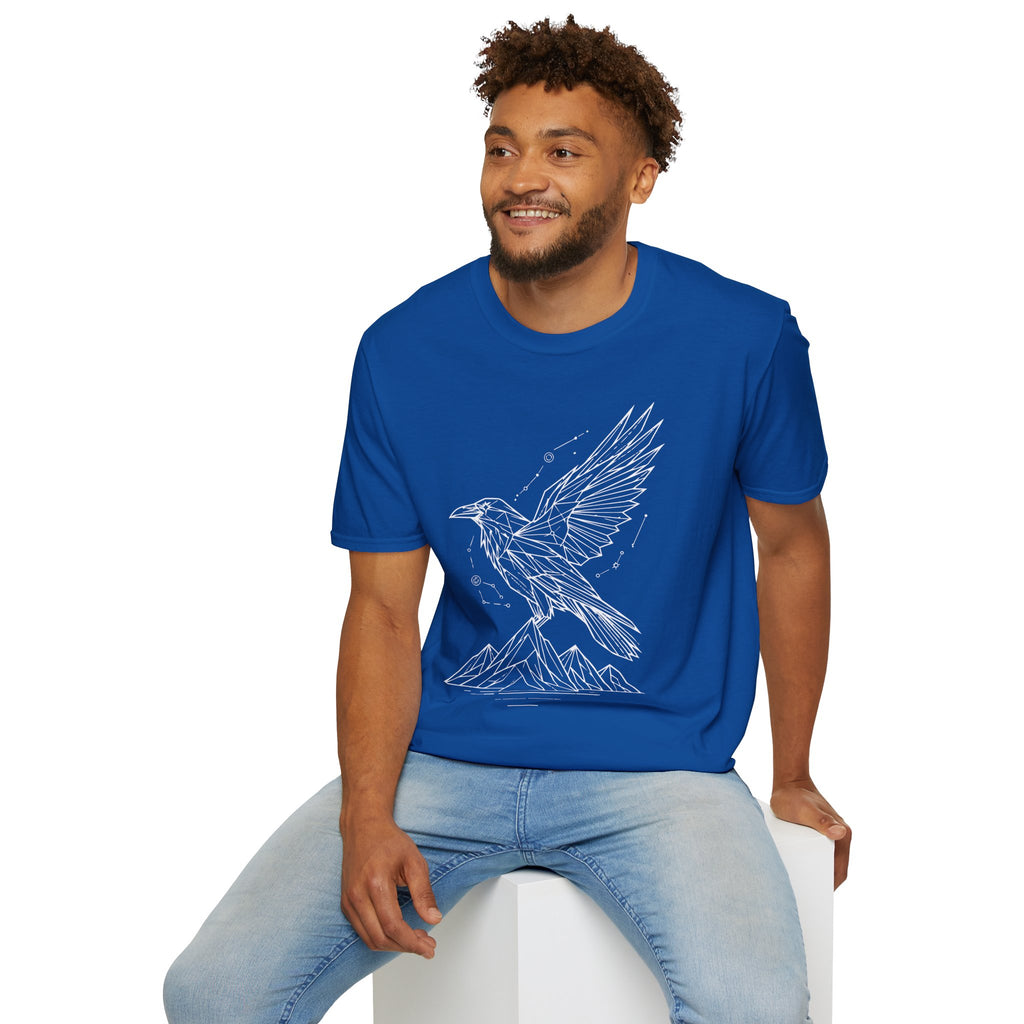 Geometric Raven Tee — Minimal Line Art Constellation T Shirt