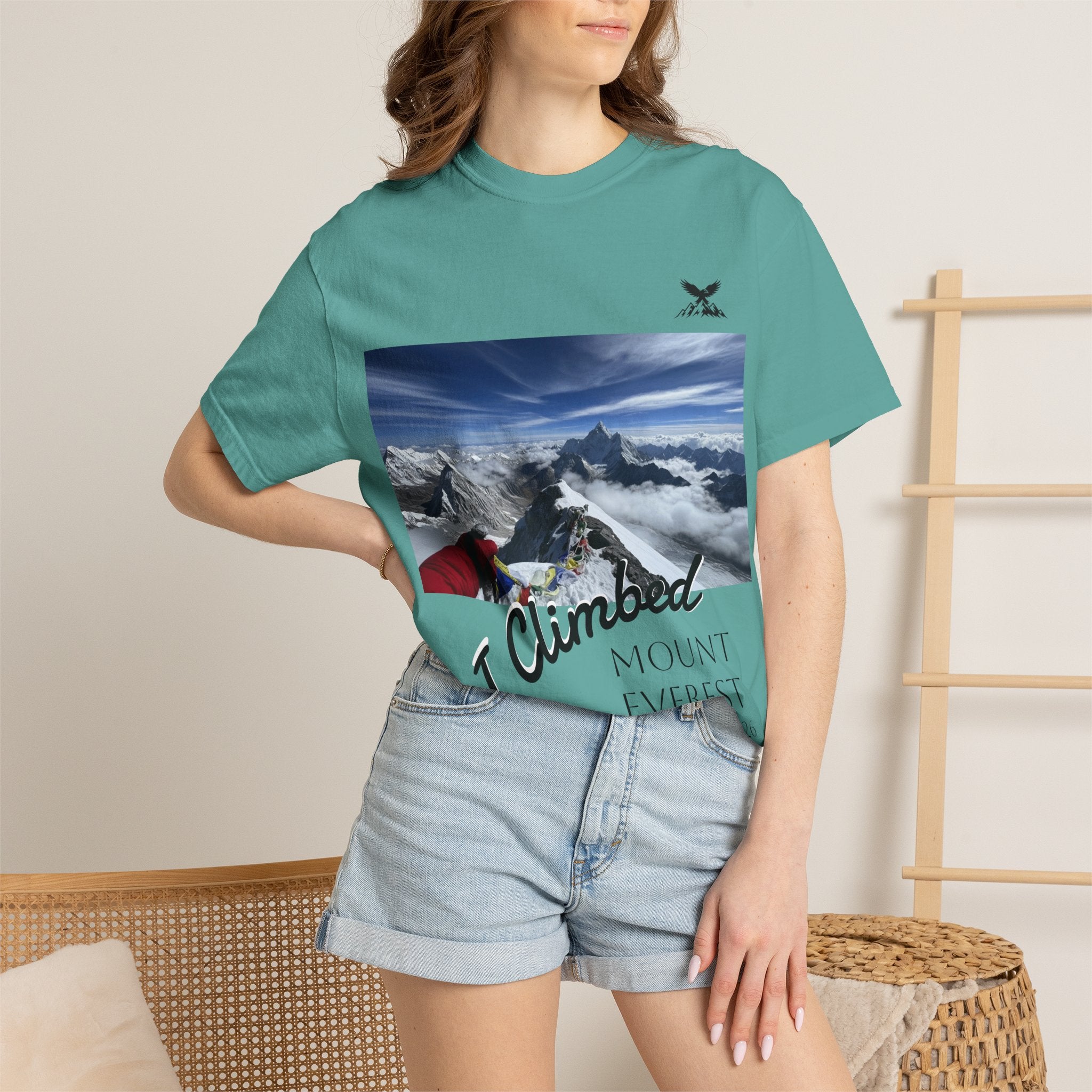 Mountain Climb Achievement Photo T-Shirt — "I Climbed Mount Everest" Adventure Tee